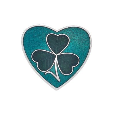 Sea Gems Green Enamel Celtic Heart Shamrock Brooch Gift Boxed St Patrick's Day