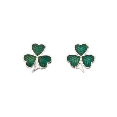 Sea Gems Green Enamel Celtic Shamrock Stud Earrings Gift Boxed St Patrick's Day