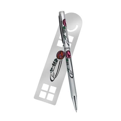 Sea Gems Rennie Mackintosh Red Rose and Lattice Bookmark and Pen Set (1)