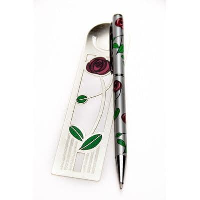 Sea Gems Rennie Mackintosh Red Rose Bookmark and Pen Set
