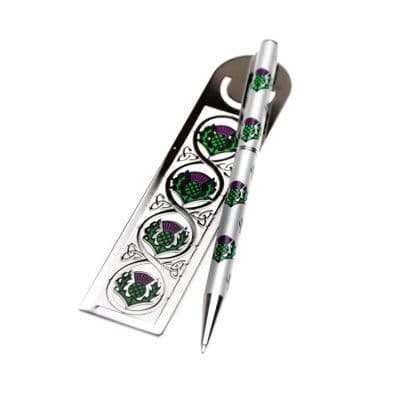 Sea Gems Scottish Thistle & Trinity Knot  Bookmark and Pen Set