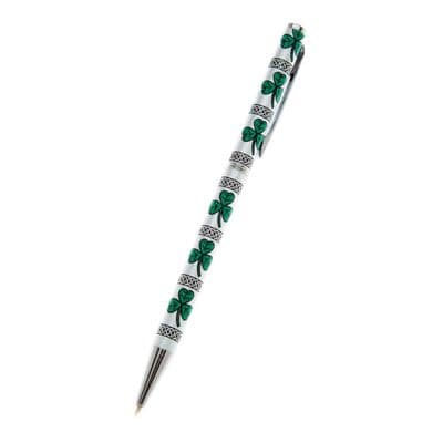 Shamrock Ballpoint Pen - Celtic Design (Rhodium Brass)