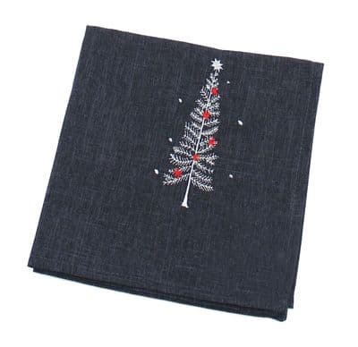 Silver Tree Embroidered Christmas Napkin 18