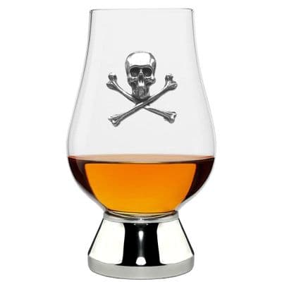 Skull & Crossbones “Glencairn” Whisky Glass – Pewter Base – 200 ml – Handmade