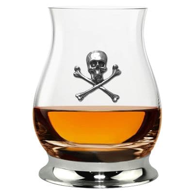 Skull & Crossbones “Glencairn” Whisky Mixer Glass – Pewter Base – 350 ml – Handmade