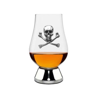 Skull & Crossbones “Wee Glencairn” Whisky Tasting Glass – Pewter Base – 70 ml – Handmade