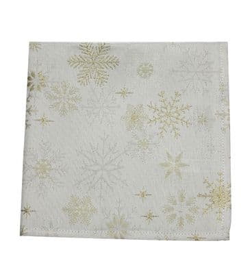 Snow Crystal Champagne/Gold Christmas Tablecloths, Napkins, Table Runners, Placemats.