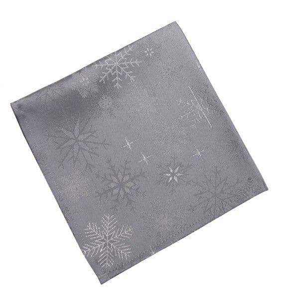 Snow Crystal Grey  Christmas Tablecloths, Napkins, Table Runners, Placemats.