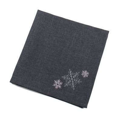 Snowflake Surprise Embroidered Christmas Napkin - 45cm x 45cm