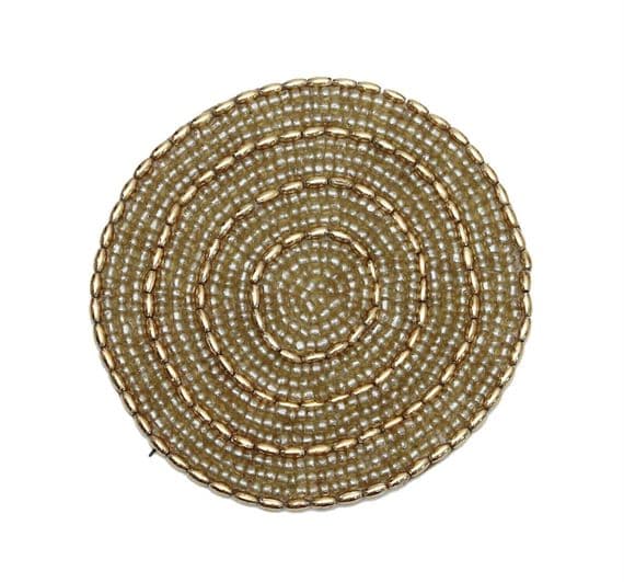 Solar Beaded Christmas Set of 4 Coasters - Brushed Gold