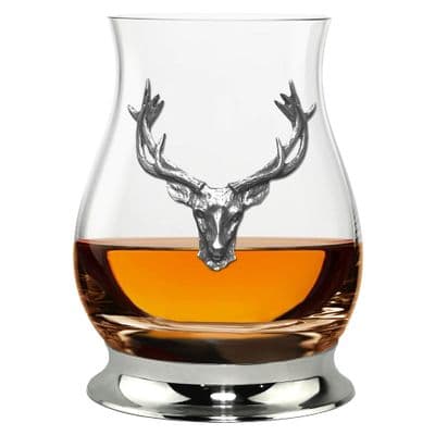 Stag Head “Glencairn” Whisky Mixer Glass – Pewter Base – 350 ml – Handmade