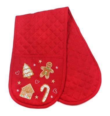 Sugar Cookies Embroidered Gingerbread Man Christmas Double Oven Glove - 20cm x 80cm