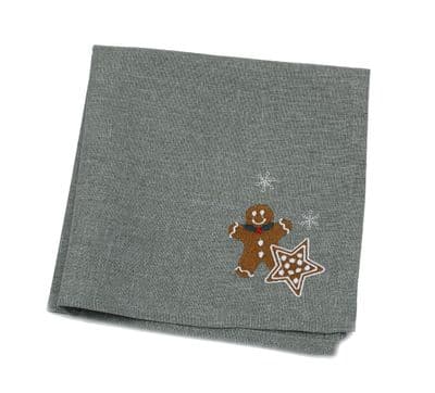 THE MOST WONDERFUL TIME Embroidered Napkin - Gingerbread Man 18
