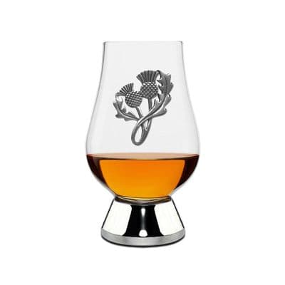 Thistle Badge “Wee Glencairn” Whisky Tasting Glass – Pewter Base – 70 ml – Handmade