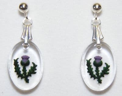 Thistle Oval Earrings – Hand Painted