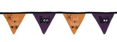 Trick Or Treat Spiders Webs Embroidered Bunting - 16cm x 210cm