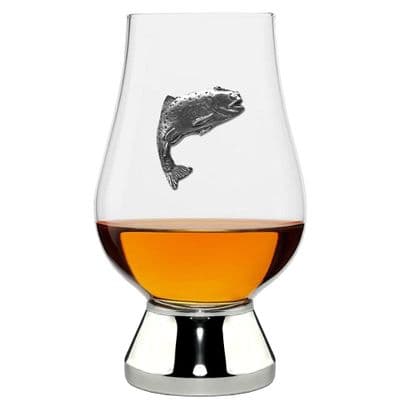 Trout Fishing “Wee Glencairn” Whisky Glass – Pewter Base 200ml – Handmade