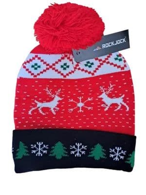 Unisex Flashing LED Christmas Beanie Hat Pom Pom Xmas Novelty Fancy Dress Gift