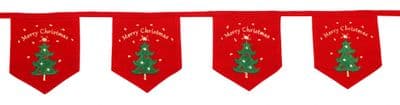 Velvet Tree Embroidered Christmas Bunting - 210cm