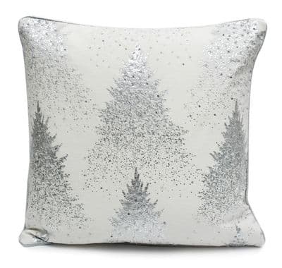 Vision Christmas Tree Printed Cushion - White/Silver