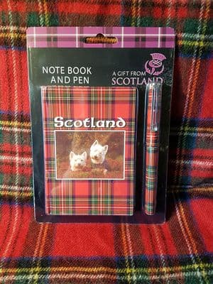 Westies in Heather Tartan Notebook & Pen Set