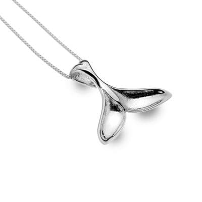 Whale Tail & Heart 925 Sterling Silver Necklace Pendant
