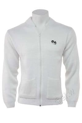 White Lawn Bowls Full Zip Cardigan – Sizes Small to 5XL by Lawn Bowls