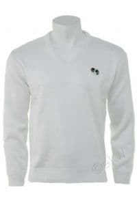White Lawn Bowls V Neck Jersey – Sizes Small to 5XL