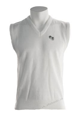 White V Neck Sleeveless Lawn Bowls Jumper – Sizes Small to 5XL by Lawn Bowls