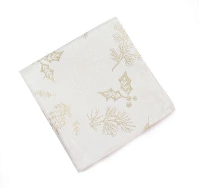 Winter Hedgerow Sparkly Christmas Damask Napkin - Champagne/Gold - 45cm x 45cm