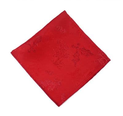Winter Hedgerow Sparkly Christmas Damask Napkin - Red - 45cm x 45cm