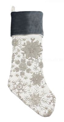 Winter Pearls Christmas Stocking - 25cm x 54cm