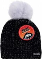 Womens Glittery Chenille Bobble Hat With Faux Fur Pom Pom ProHike