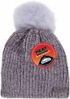 Womens Glittery Chenille Bobble Hat With Faux Fur Pom Pom ProHike