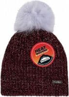 Womens Glittery Chenille Bobble Hat With Faux Fur Pom Pom ProHike