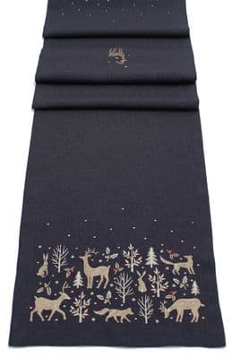 Woodland Way Embroidered Christmas Tree Stag Table Runner 14