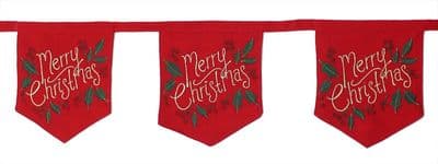 Yuletide Greeting Merry Christmas Embroidered Christmas Bunting 16cm x 210cm