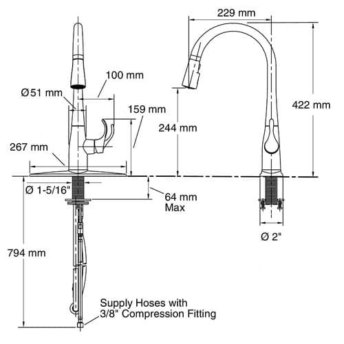 Kohler Simplice C596 Pull Down Kitchen Mixer Tap