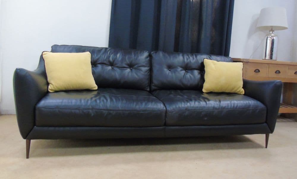 Cordelia 3 Seater Leather Sofa dakota black