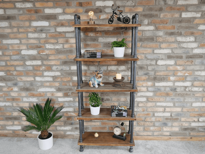 Freestanding pipe shelving unit