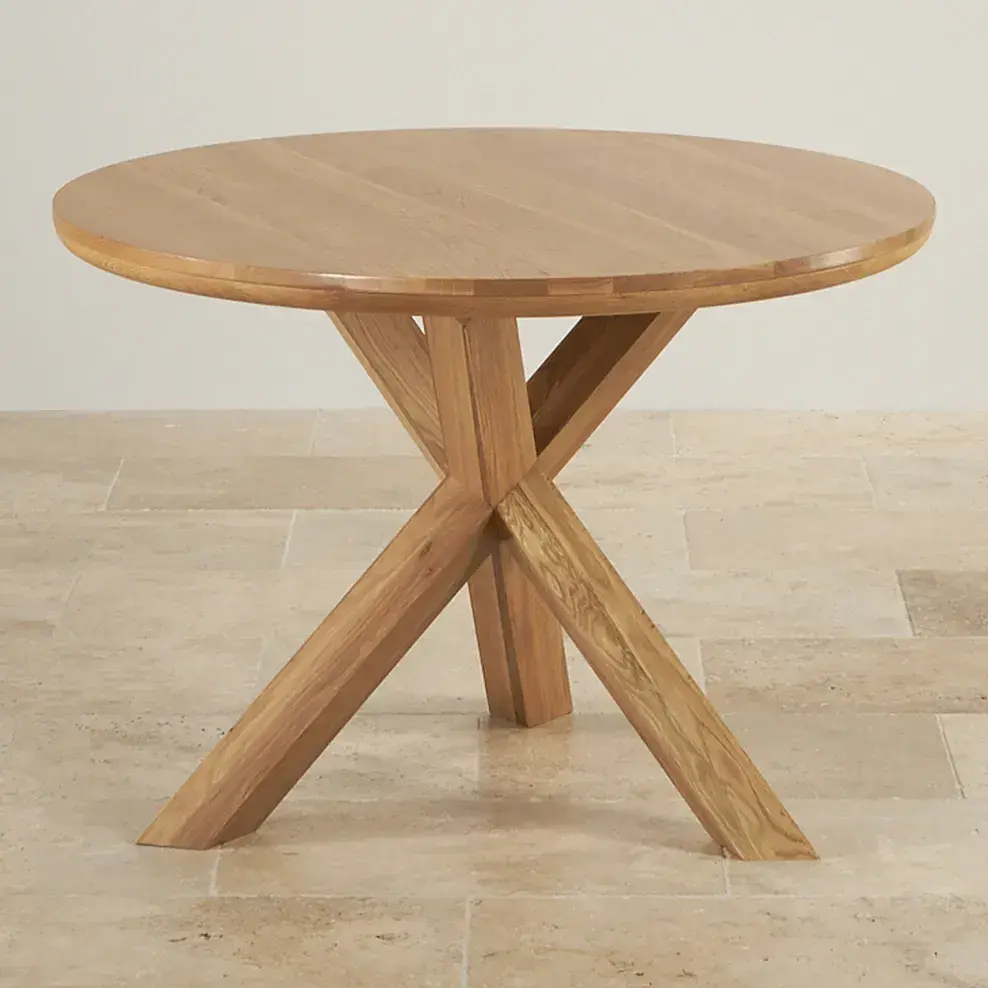 Oak Cross Leg 4 Seater Dining Table