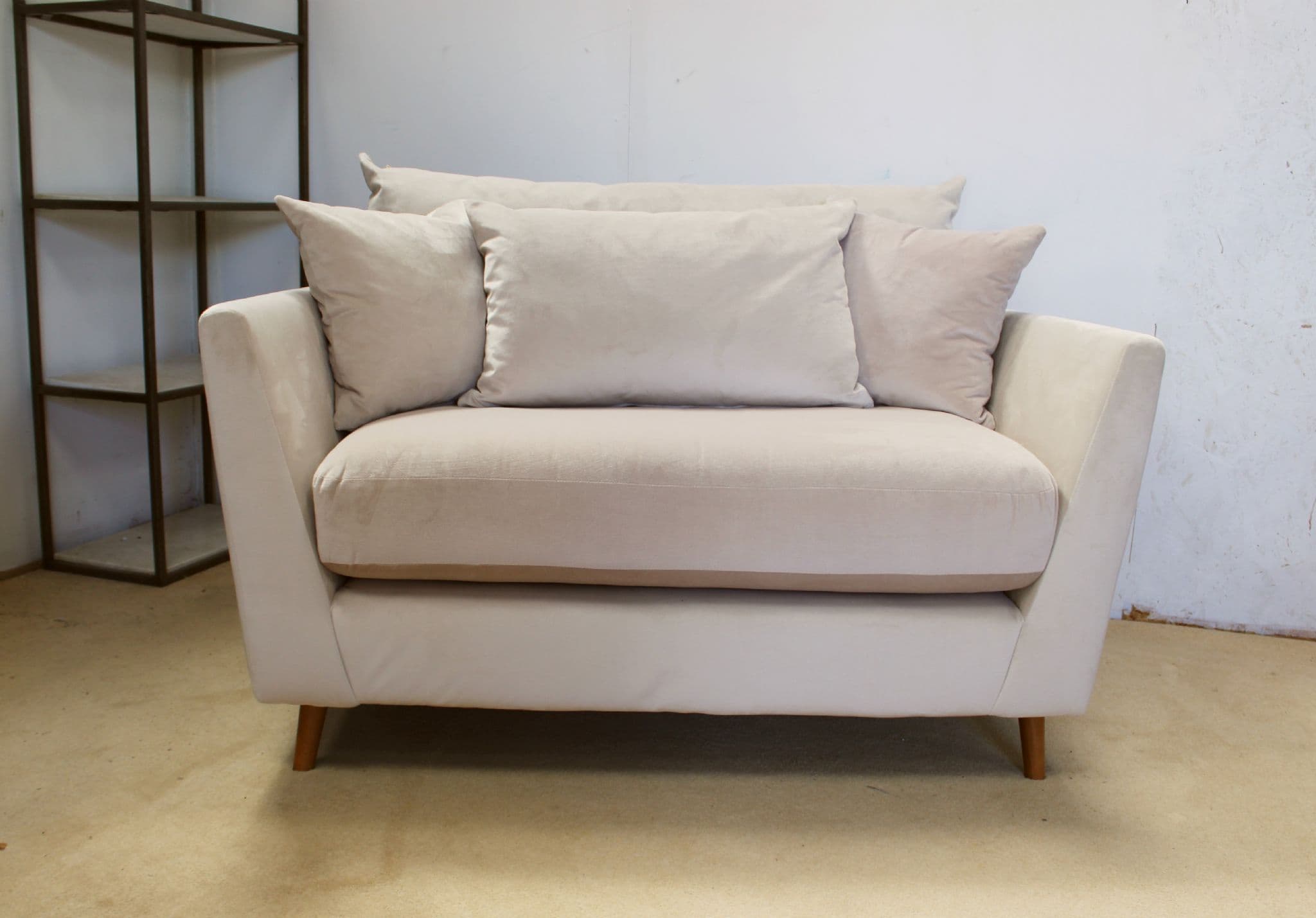 Tallulah Loveseat/Snuggler Sofa ivory velvet