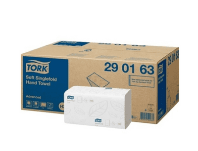 290163 Tork Advanced V Fold Hand Towels H3 2ply 3750 sheets per case - White