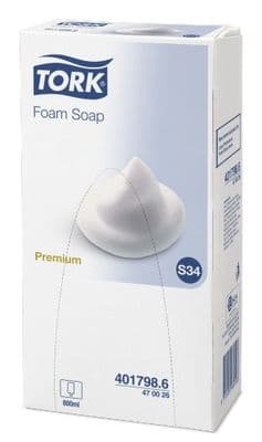 470026 Tork S34 Non-perfumed Foam Cartridges 6 x 800ml
