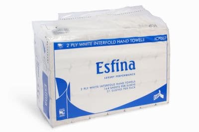 ICP002 Esfina I-Fold Hand Towel White 2ply NEW CARRY PACK 3000