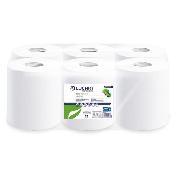 Lucart White CentreFeed Rolls 150M x 190mm 2ply Embossed