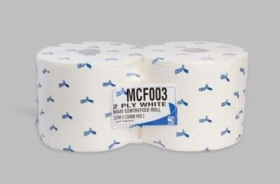 Northwood White Maxi Centrefeed Rolls 320M x 230mm 2ply Flat SheetPk 2