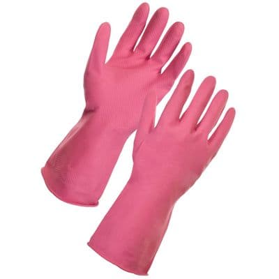 STI Household Rubber Latex Marigold Pink Gloves