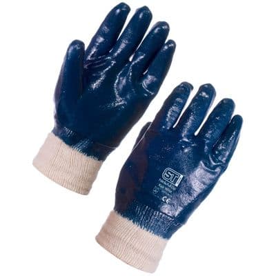 Supertouch 22073 - Nitrile Heavyweight Full Dip Knit Wrist - Blue - Large