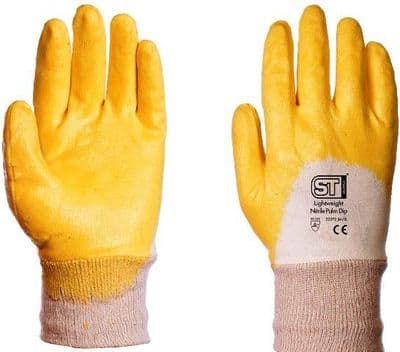 Supertouch 22273 - Nitrile Palm Dip Knit Wrist - Yellow - Large